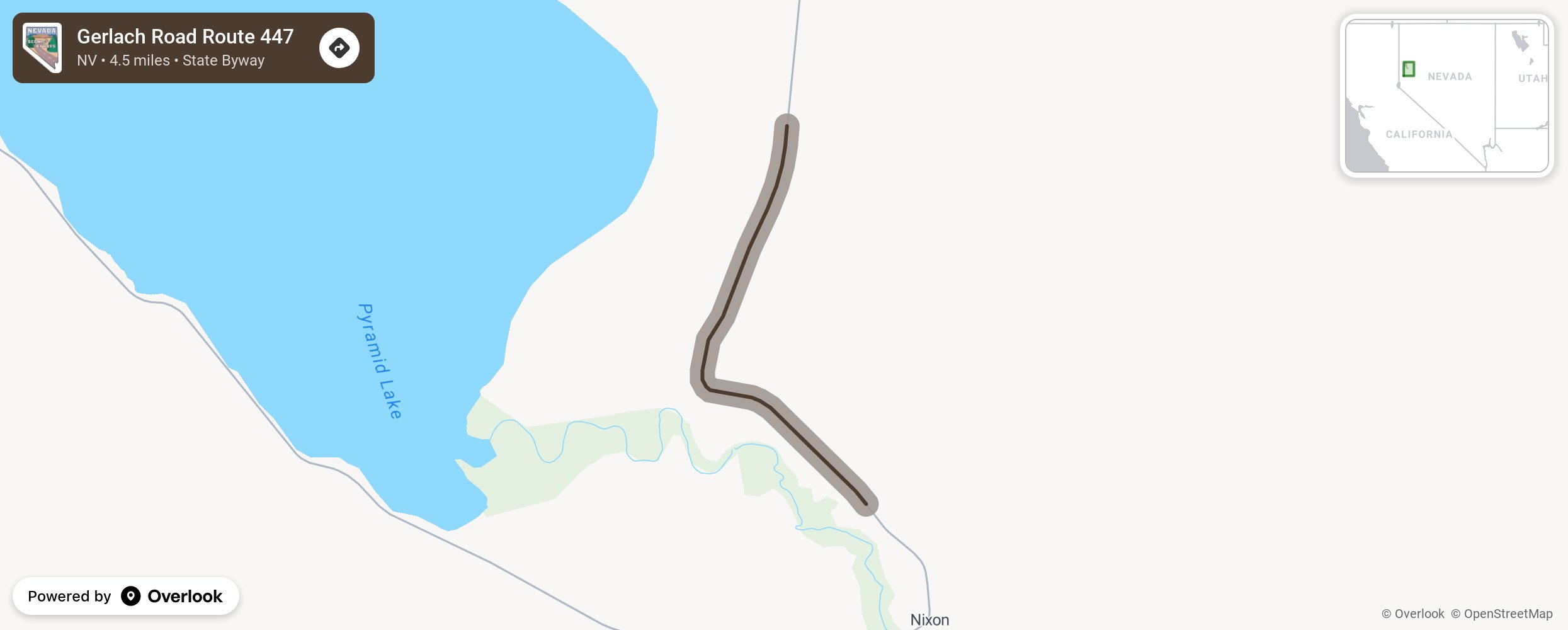 Map of Gerlach Road Route 447 - scenic route