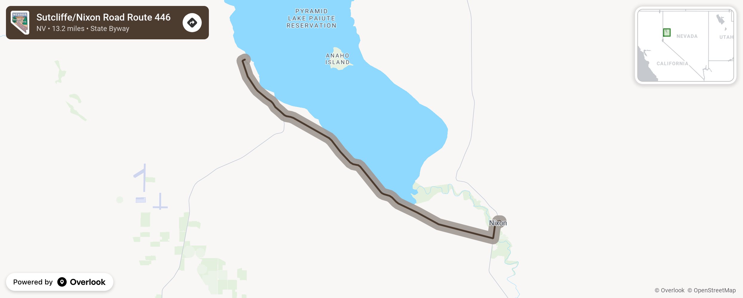 Map of Sutcliffe/Nixon Road Route 446 - scenic route