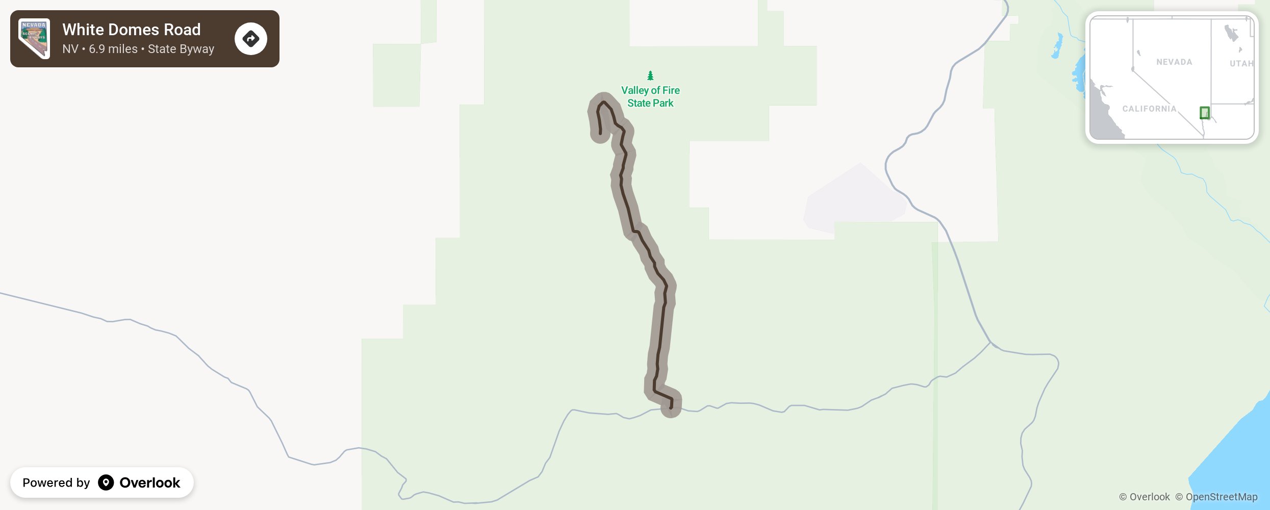 Map of White Domes Road - scenic route