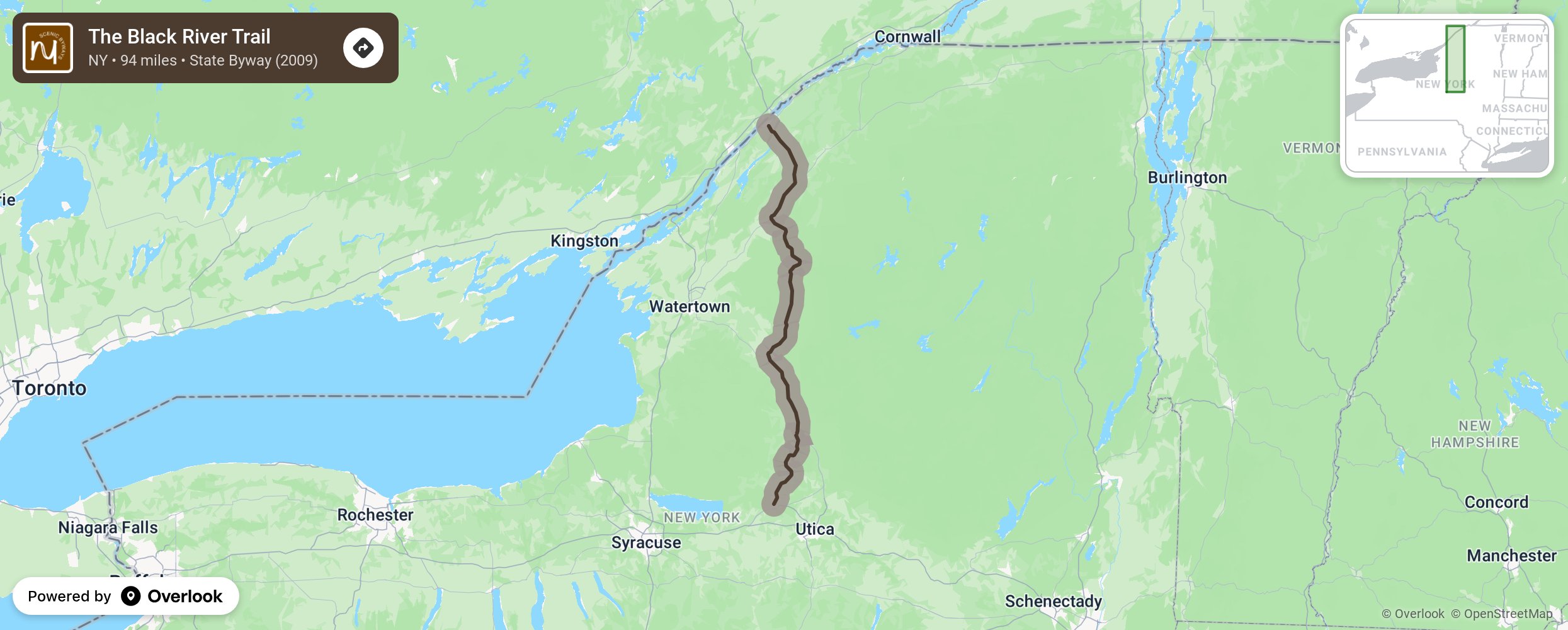 Map of The Black River Trail - scenic route