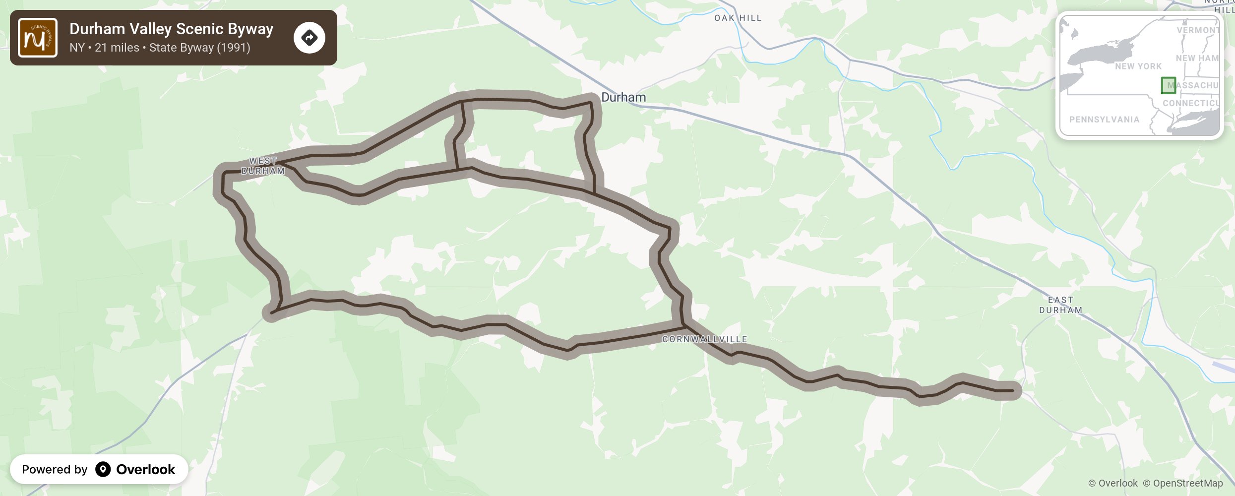 Map of Durham Valley Scenic Byway - scenic route