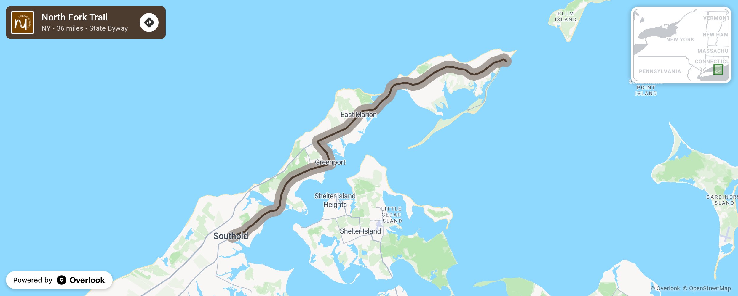 Map of North Fork Trail - scenic route