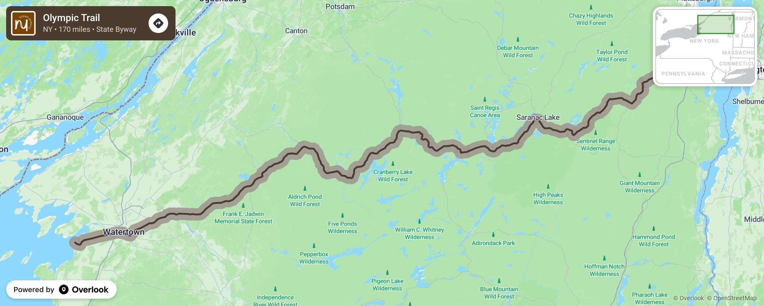 Map of Olympic Trail - scenic route