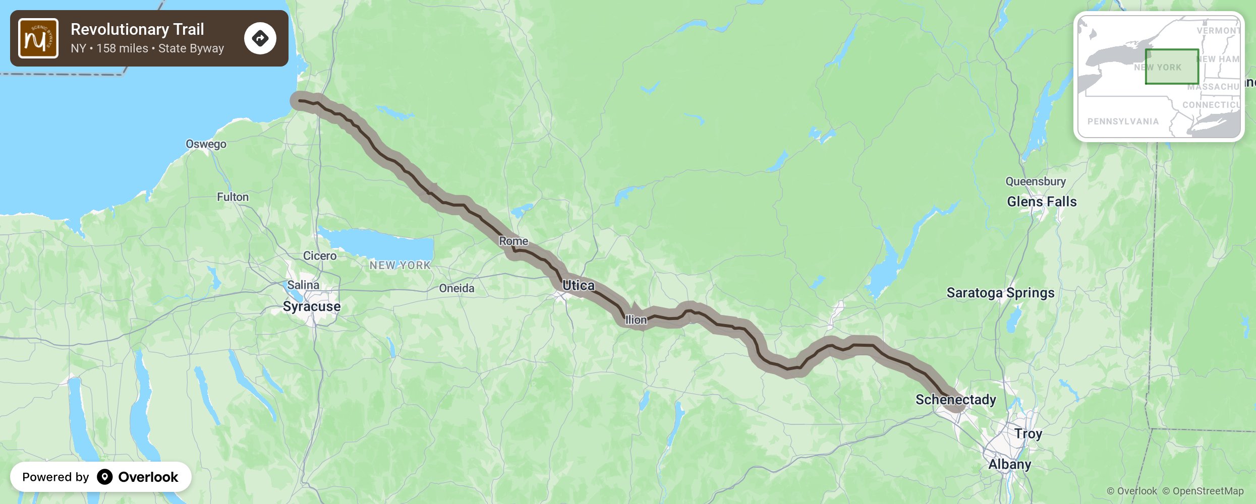 Map of Revolutionary Trail - scenic route