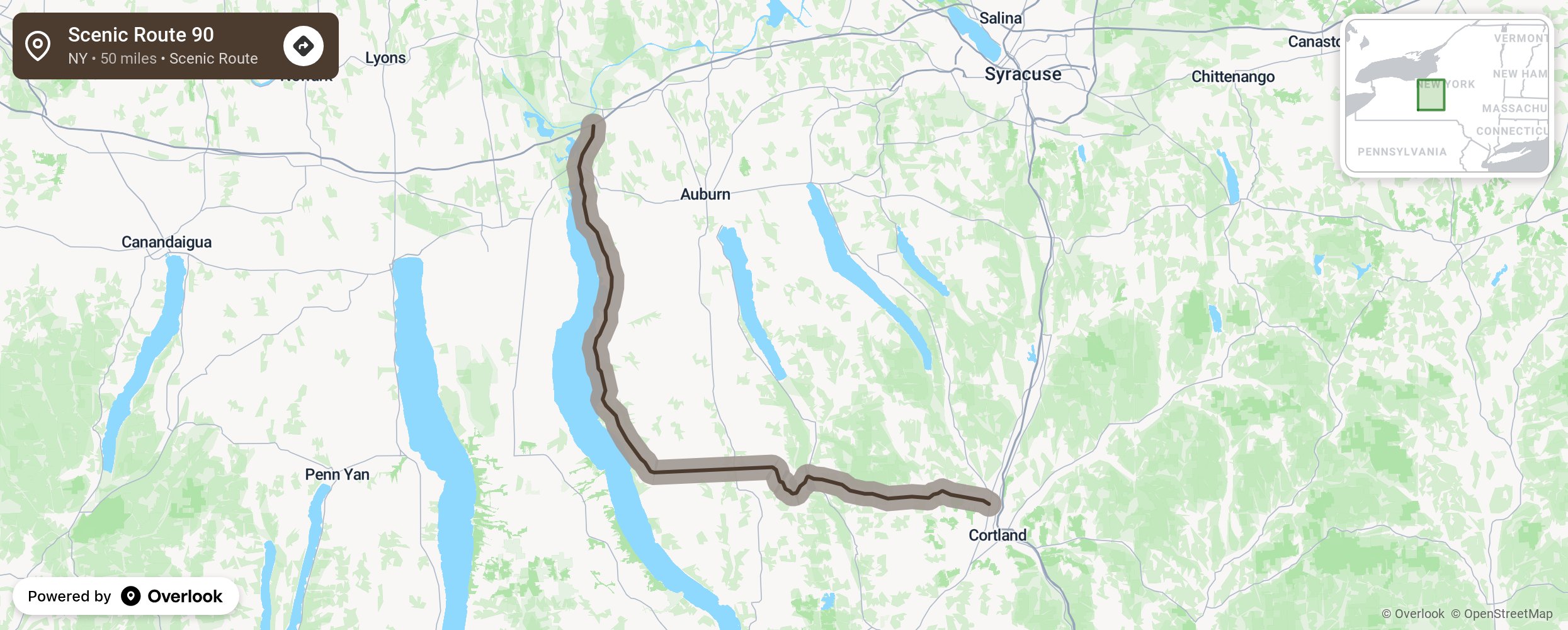 Map of Scenic Route 90 - scenic route