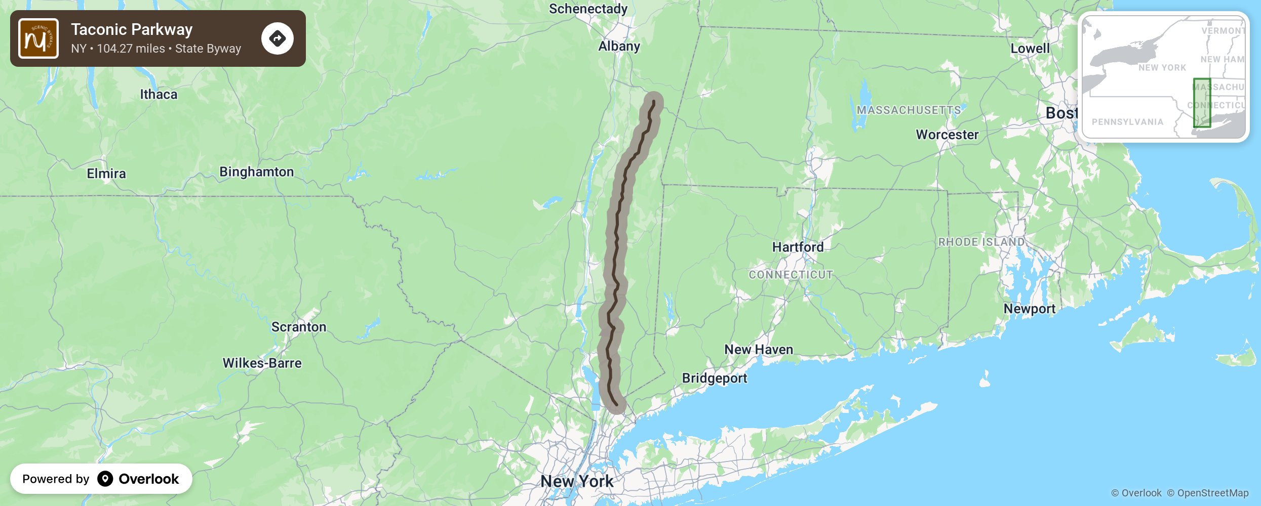 Map of Taconic Parkway - scenic route