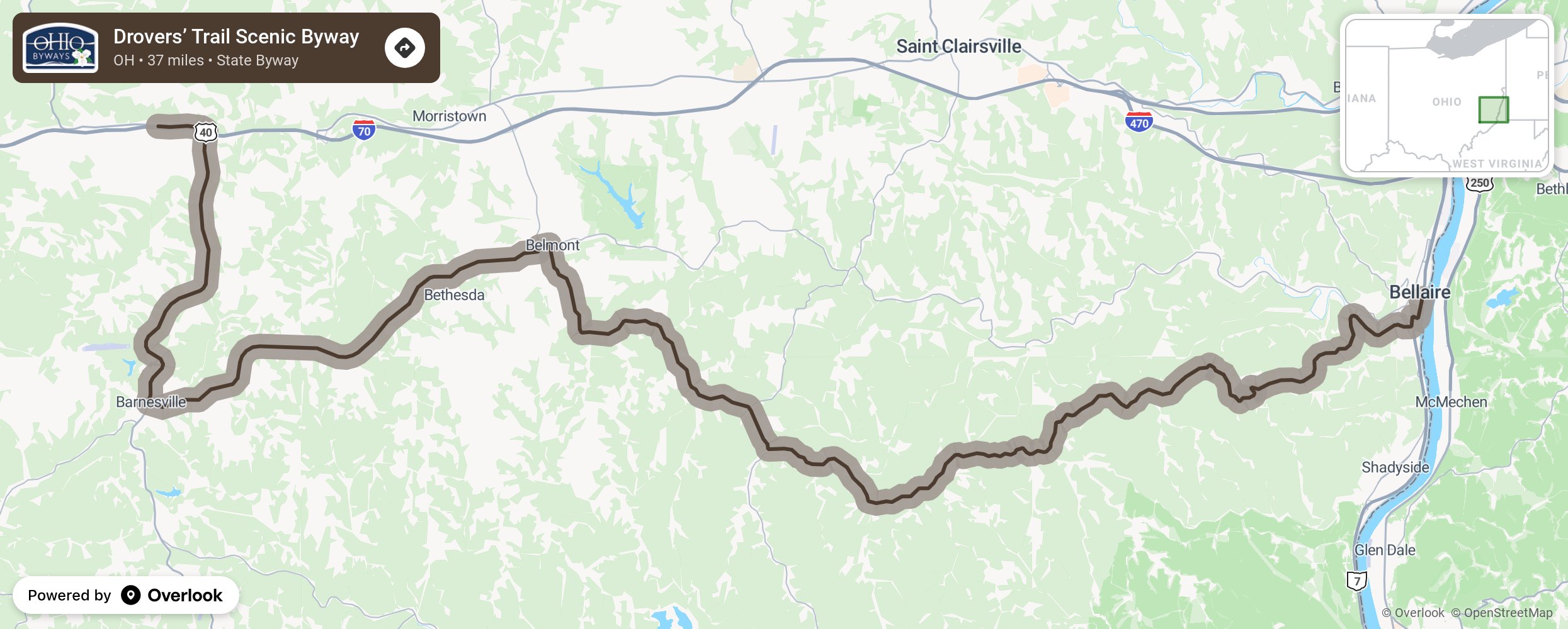 Map of Drovers’ Trail Scenic Byway - scenic route