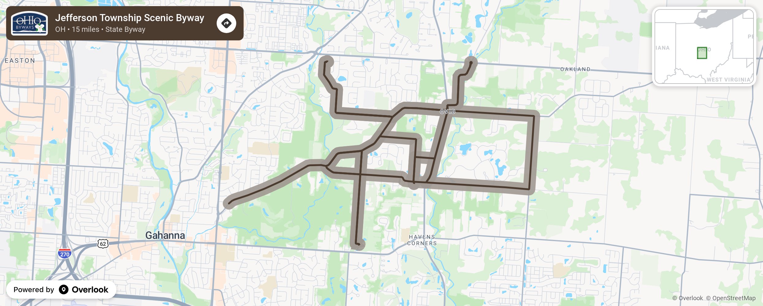 Map of Jefferson Township Scenic Byway - scenic route