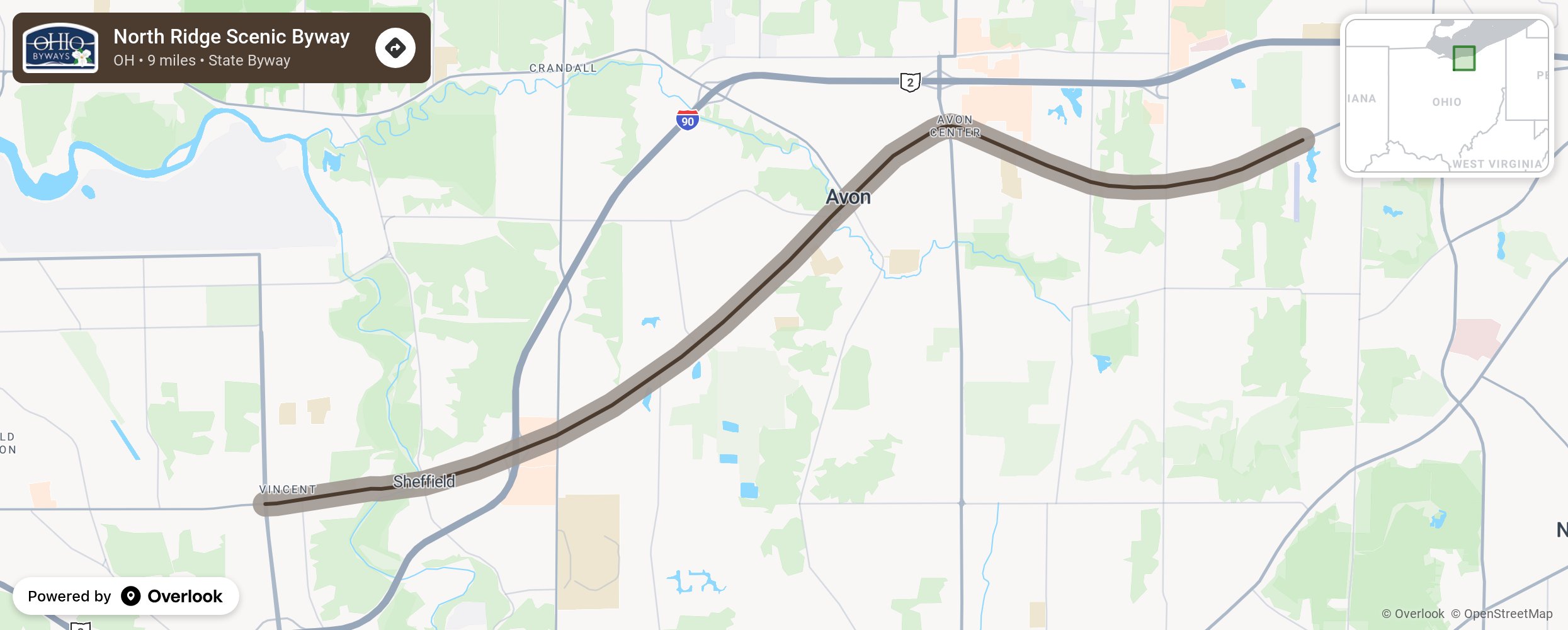 Map of North Ridge Scenic Byway - scenic route