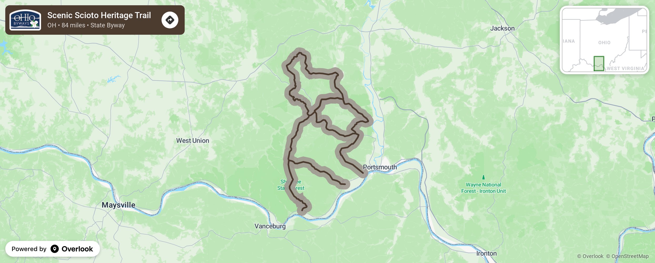 Map of Scenic Scioto Heritage Trail - scenic route