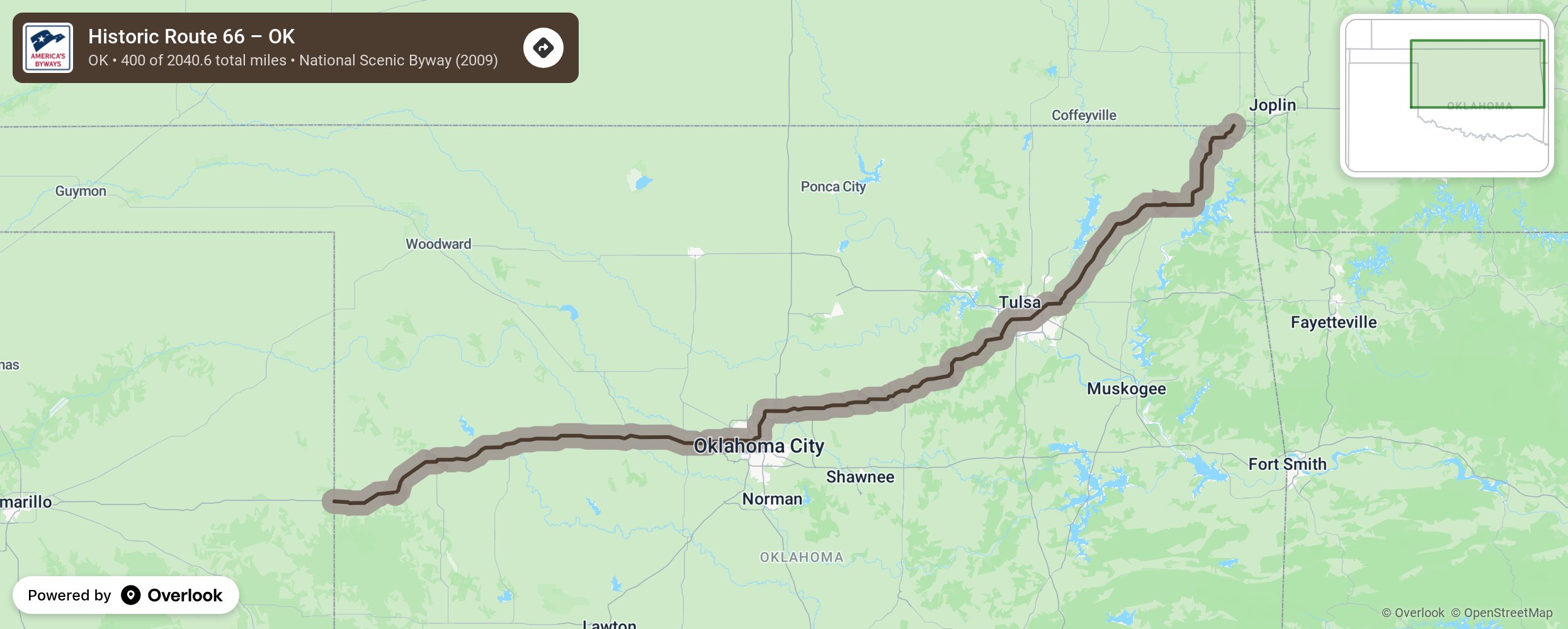 Map of Historic Route 66 – OK - scenic route