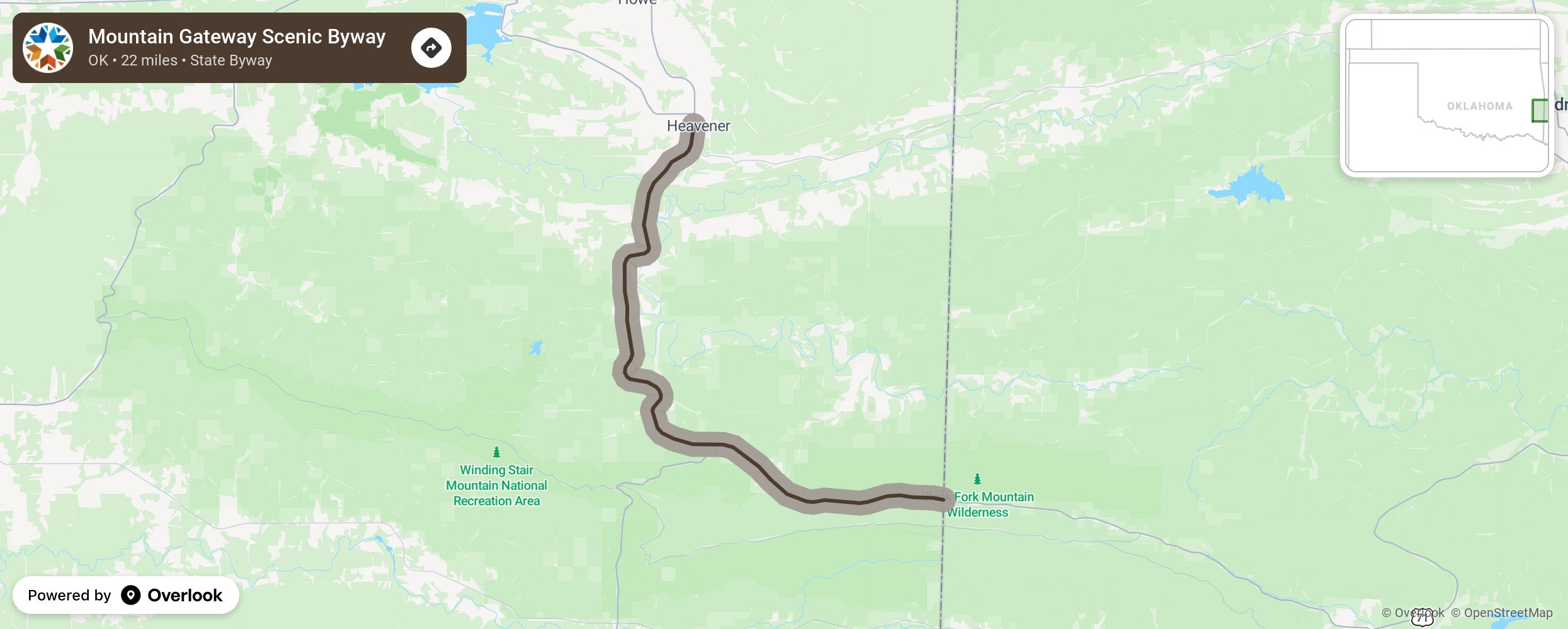 Map of Mountain Gateway Scenic Byway - scenic route