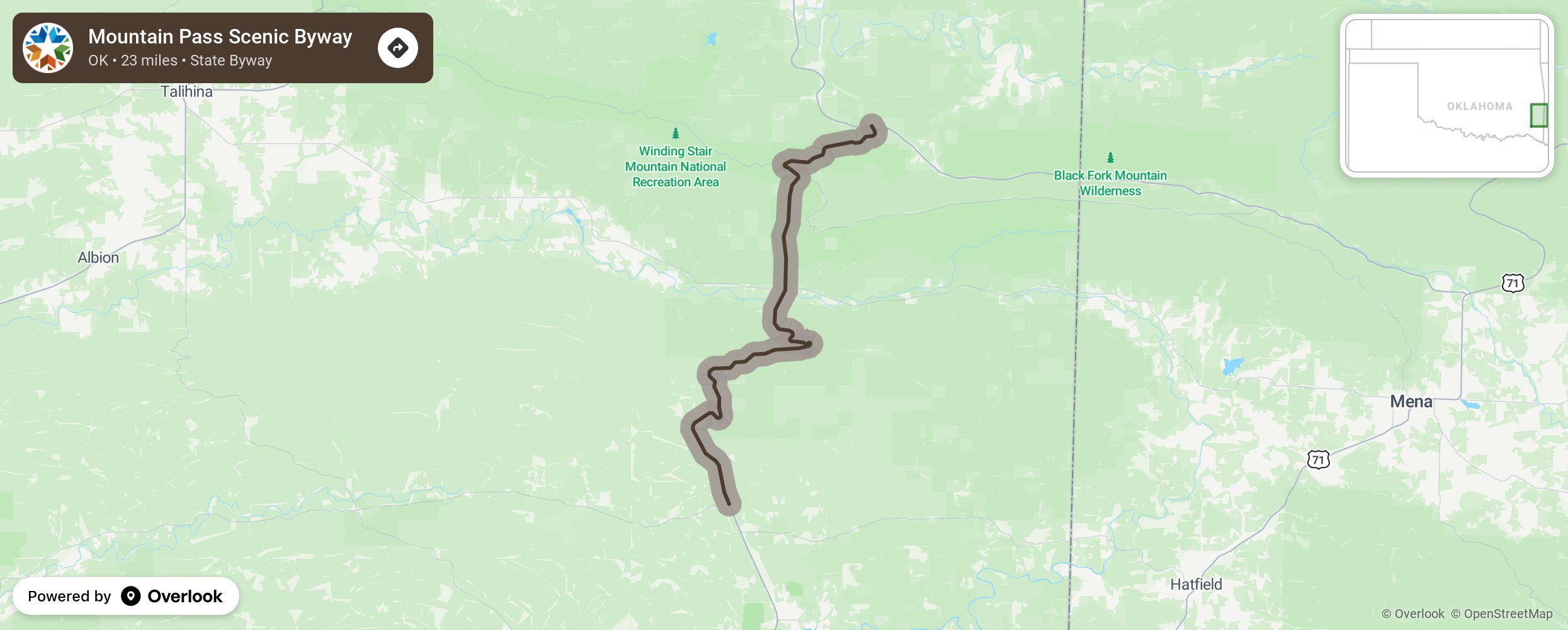 Map of Mountain Pass Scenic Byway - scenic route