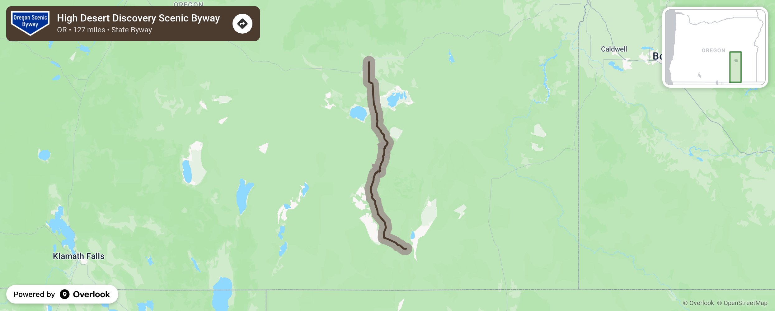 Map of High Desert Discovery Scenic Byway - scenic route