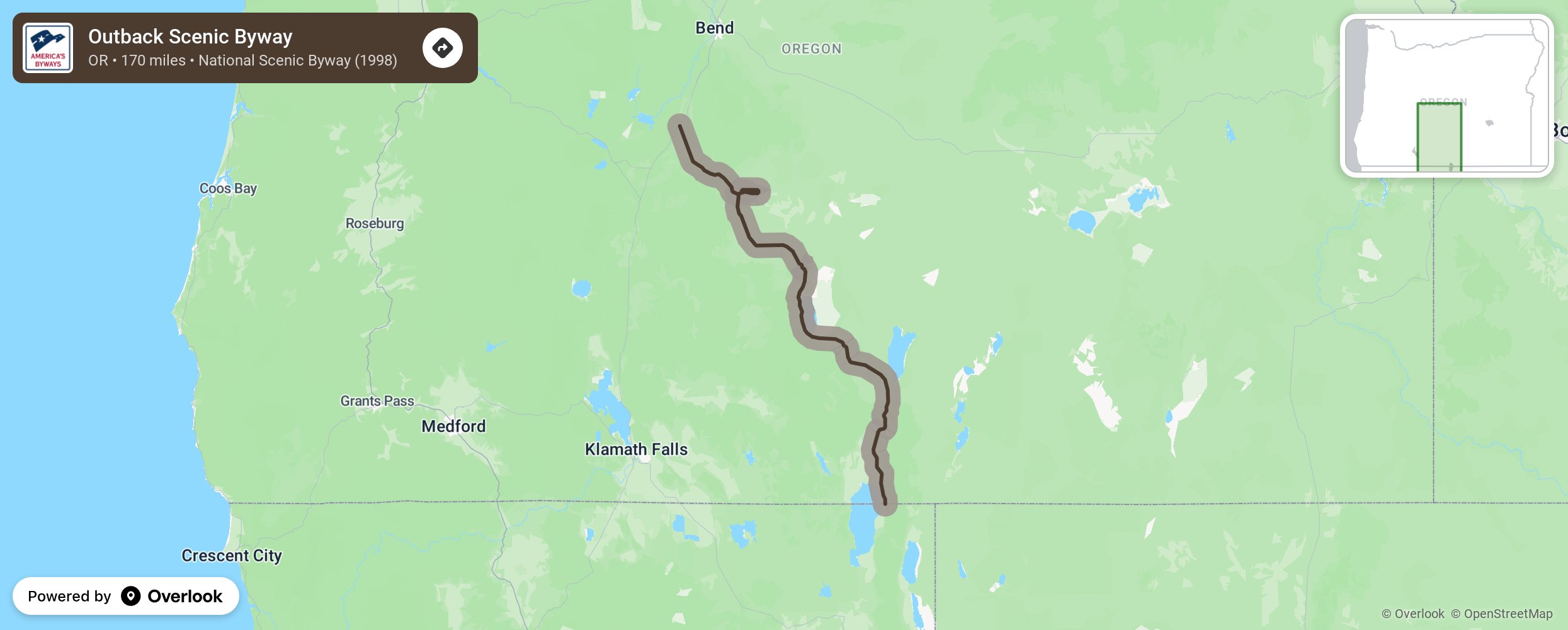 Map of Outback Scenic Byway - scenic route