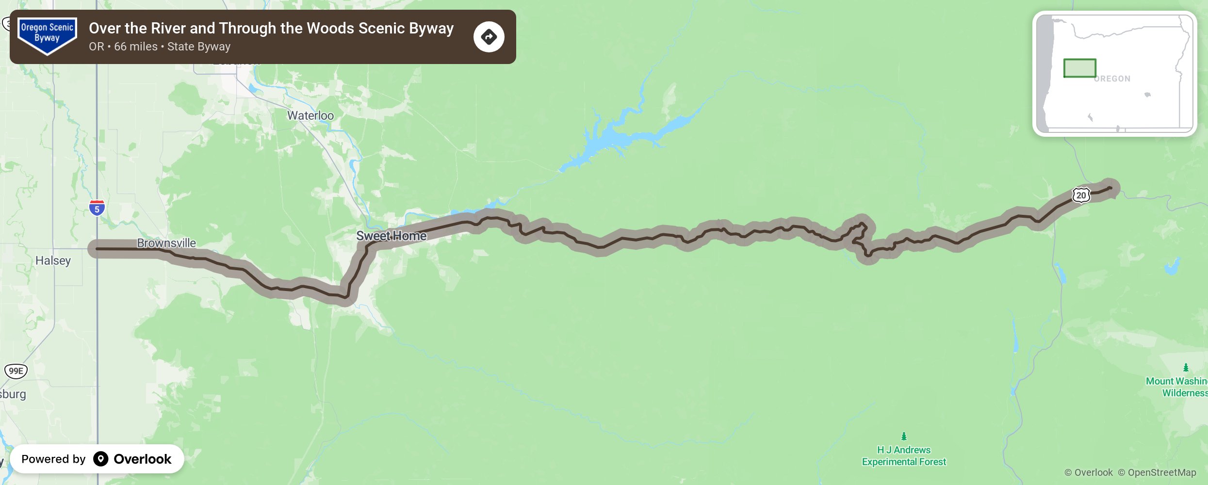 Map of Over the River and Through the Woods Scenic Byway - scenic route