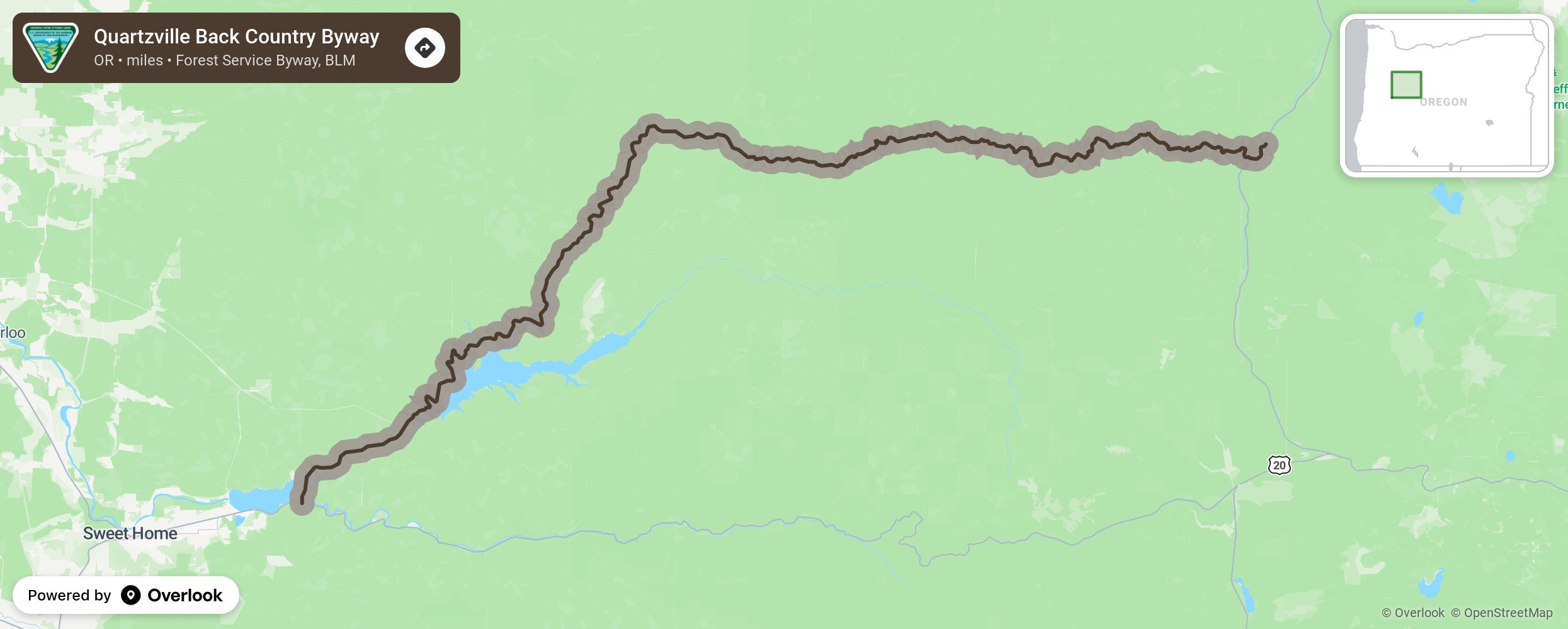 Map of Quartzville Back Country Byway - scenic route