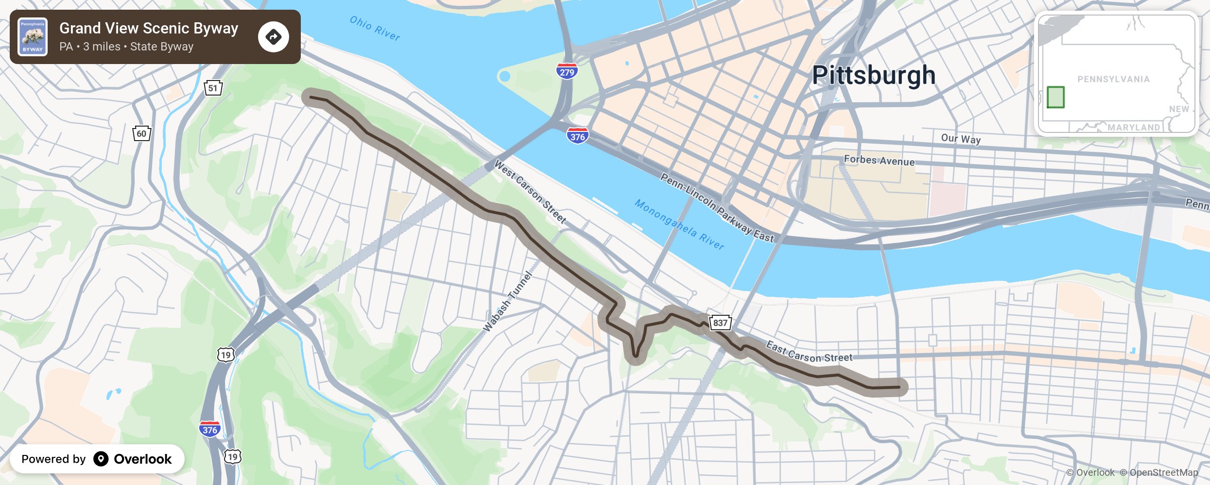 Map of Grand View Scenic Byway - scenic route