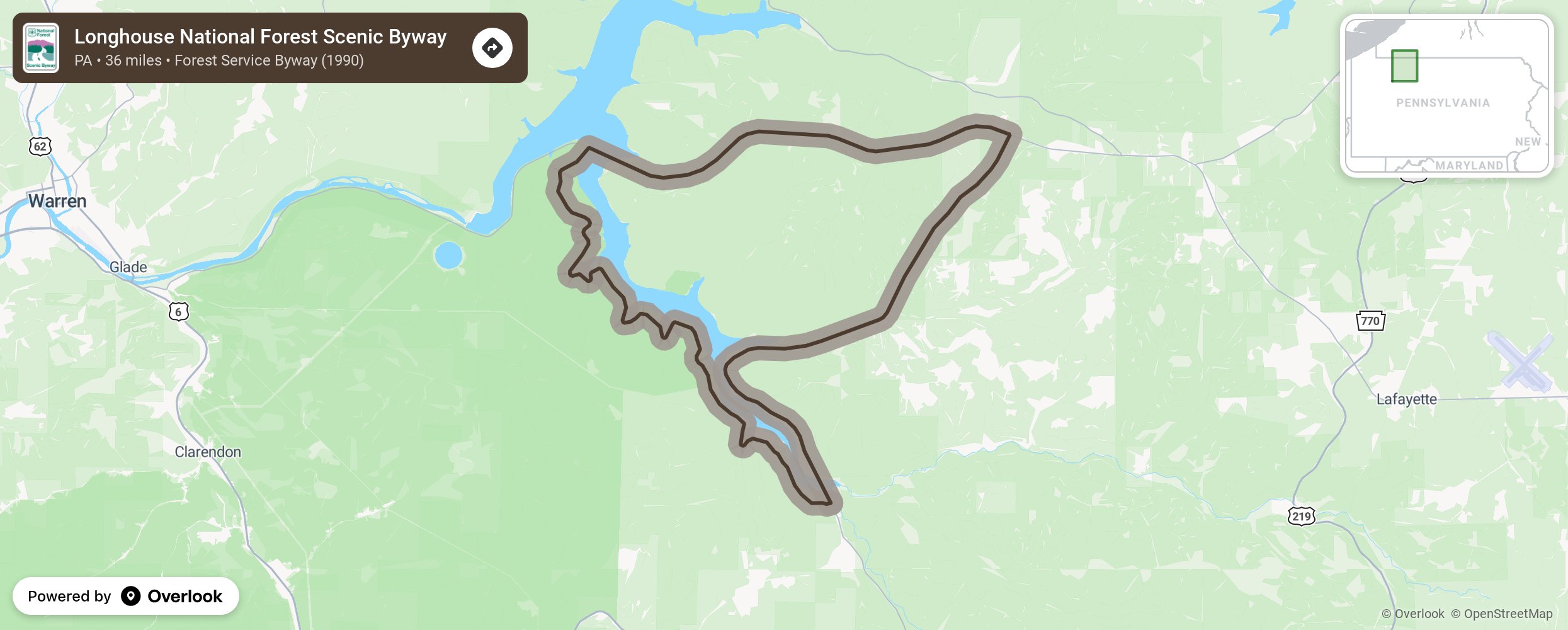 Map of Longhouse National Forest Scenic Byway - scenic route