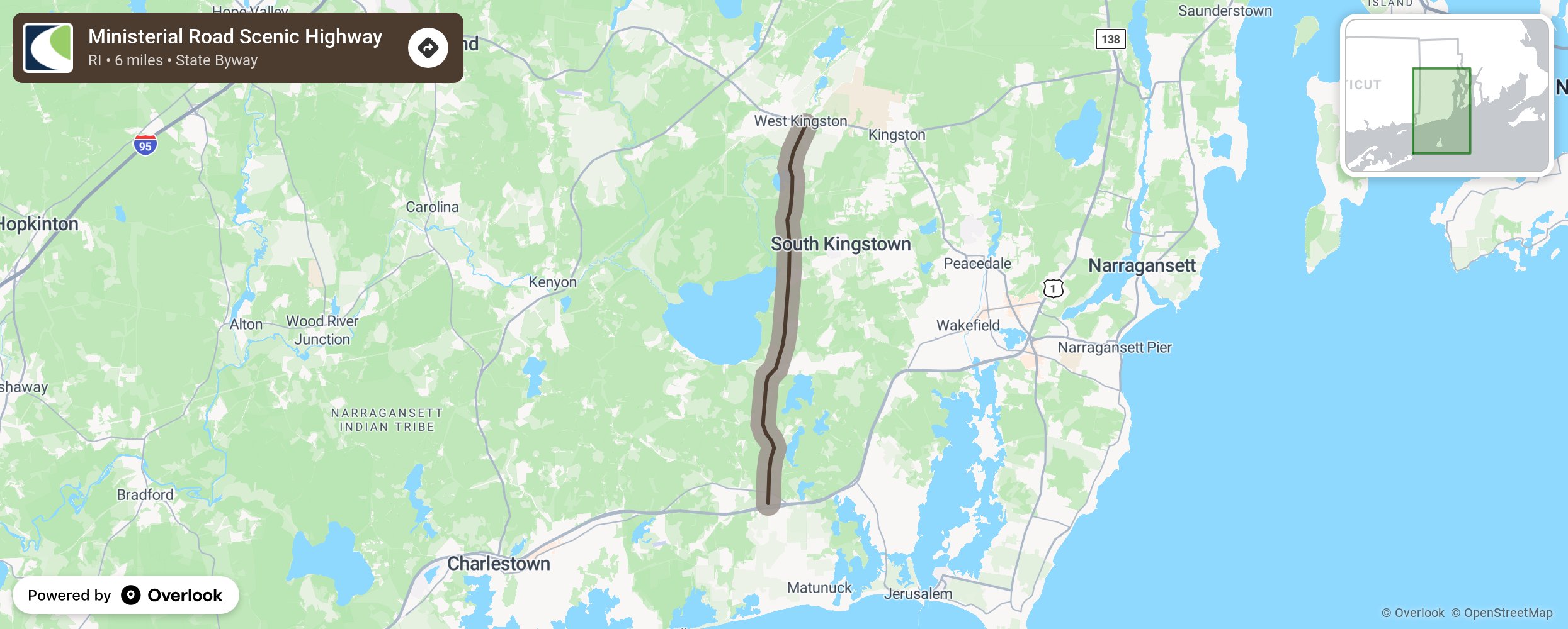 Map of Ministerial Road Scenic Highway - scenic route