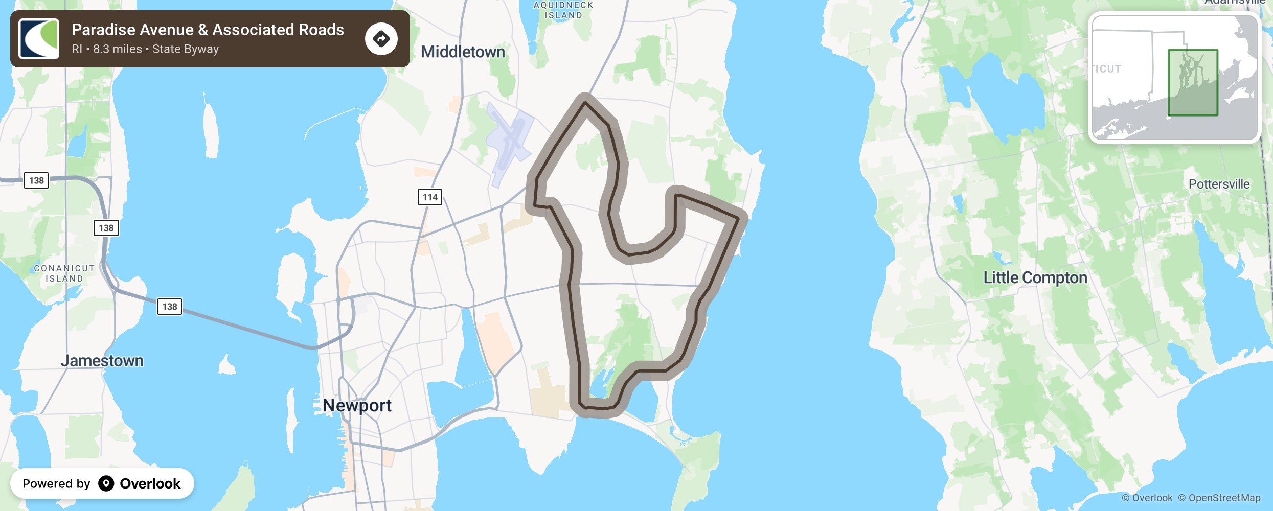 Map of Paradise Avenue & Associated Roads - scenic route