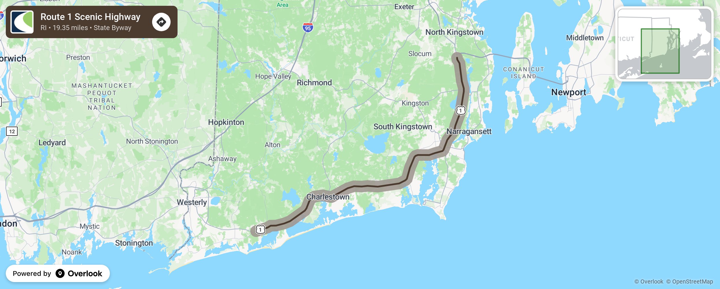 Map of Route 1 Scenic Highway - scenic route