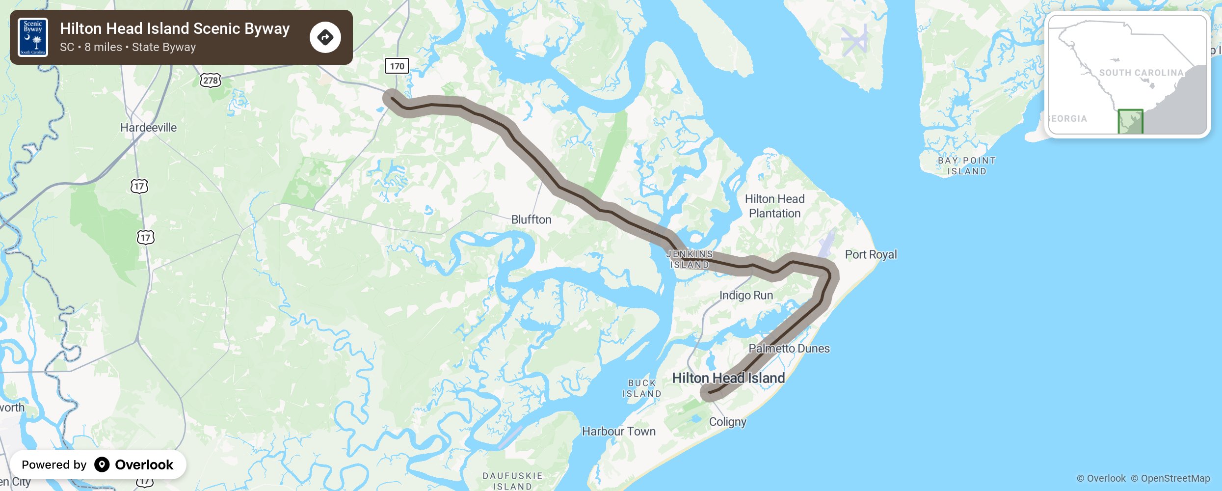 Map of Hilton Head Island Scenic Byway - scenic route