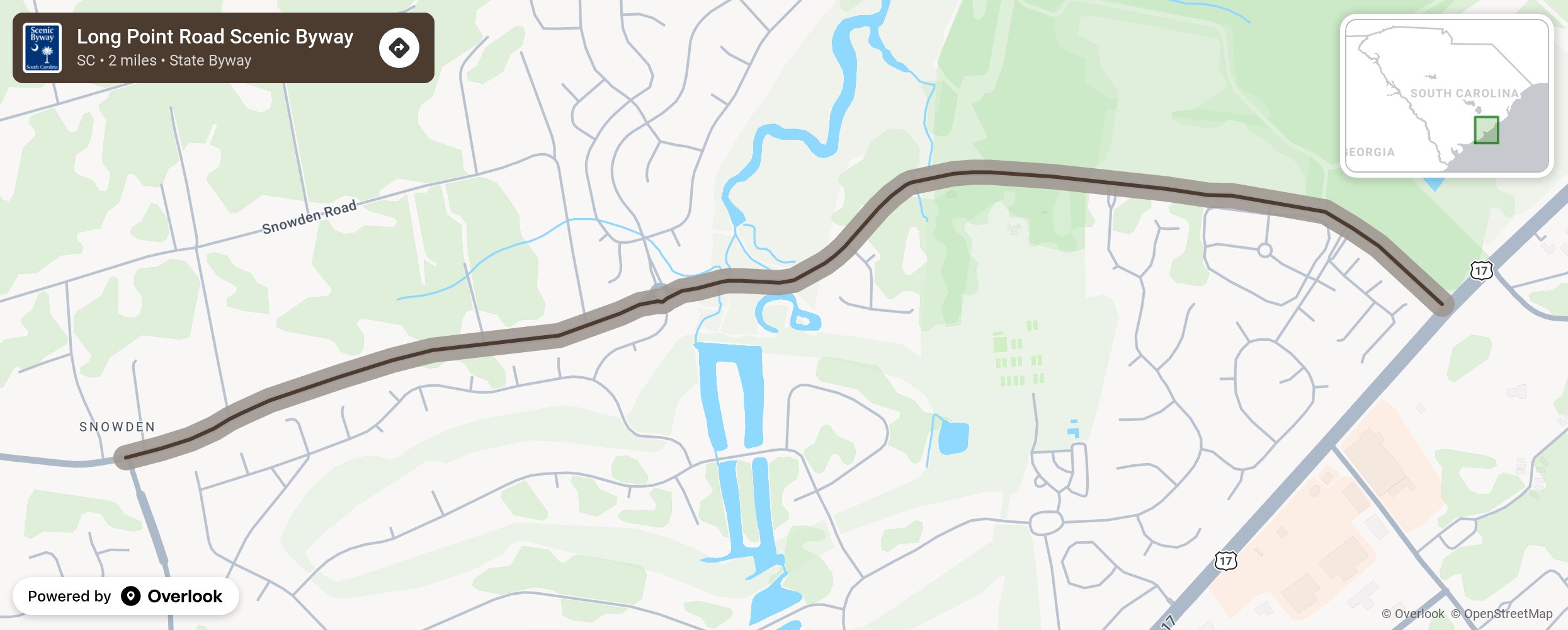 Map of Long Point Road Scenic Byway - scenic route