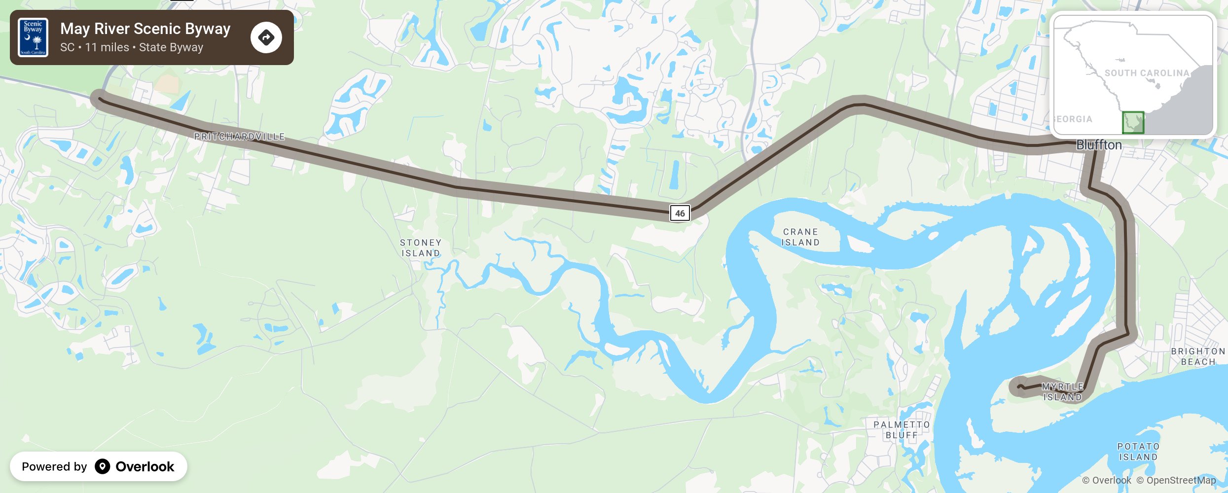 Map of May River Scenic Byway - scenic route