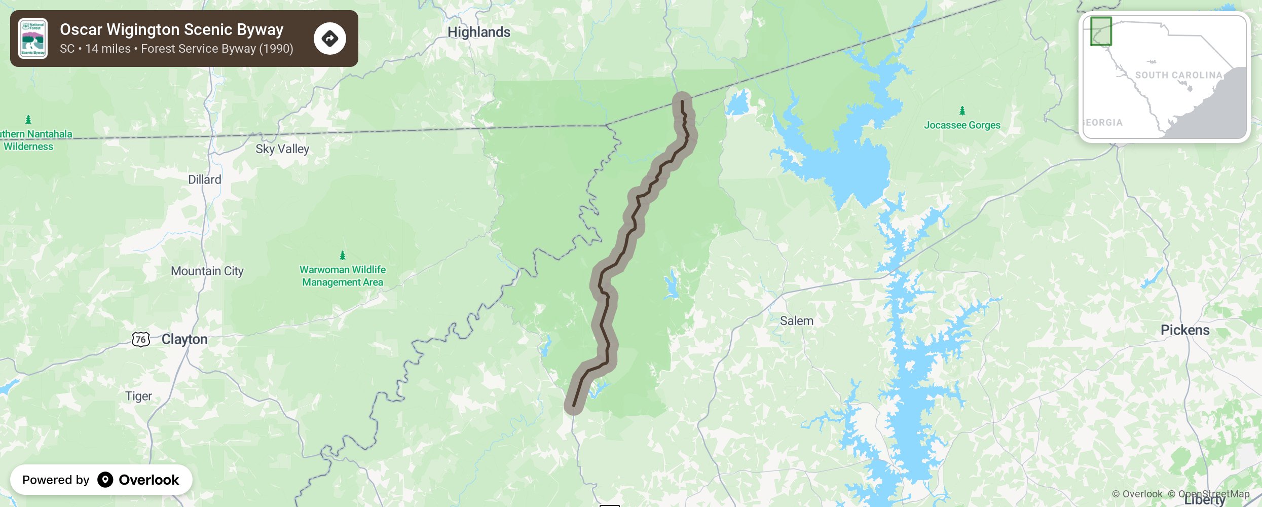 Map of Oscar Wigington Scenic Byway - scenic route