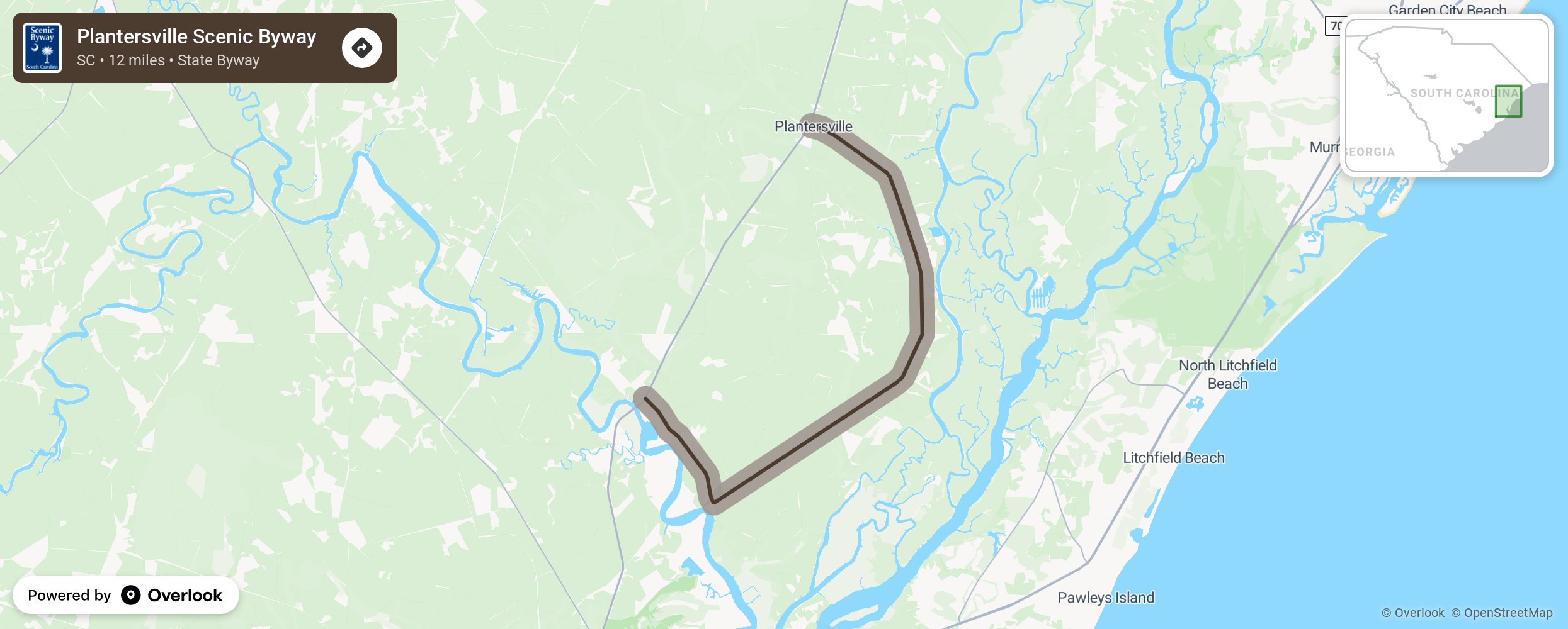 Map of Plantersville Scenic Byway - scenic route