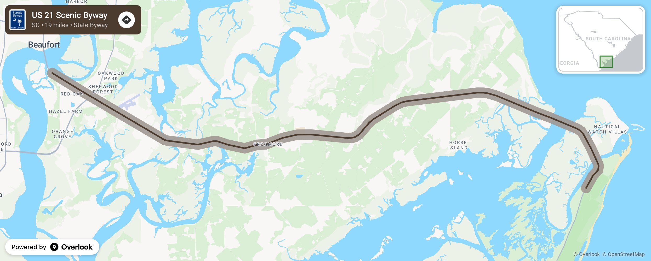 Map of US 21 Scenic Byway - scenic route