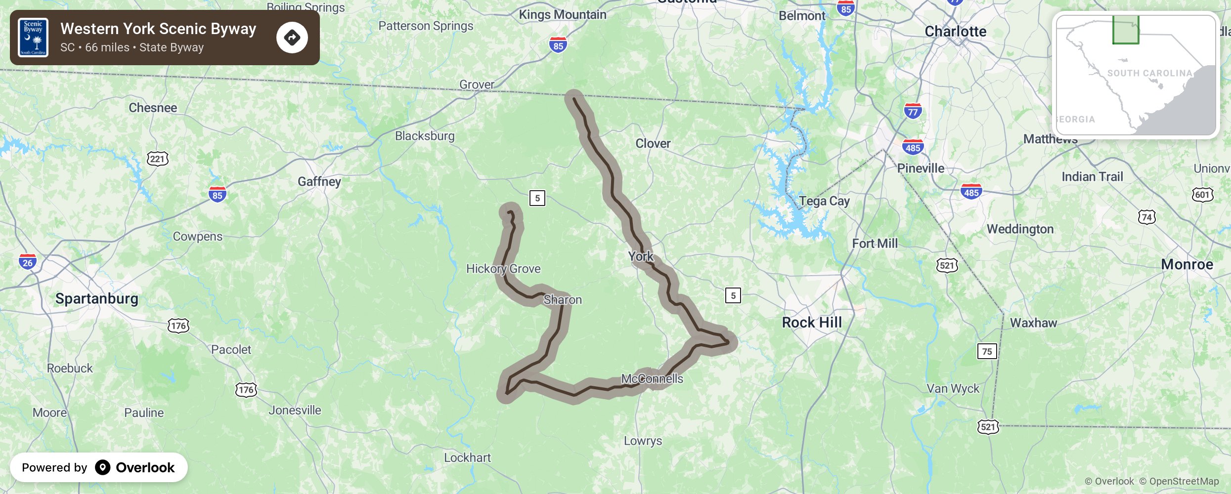 Map of Western York Scenic Byway - scenic route