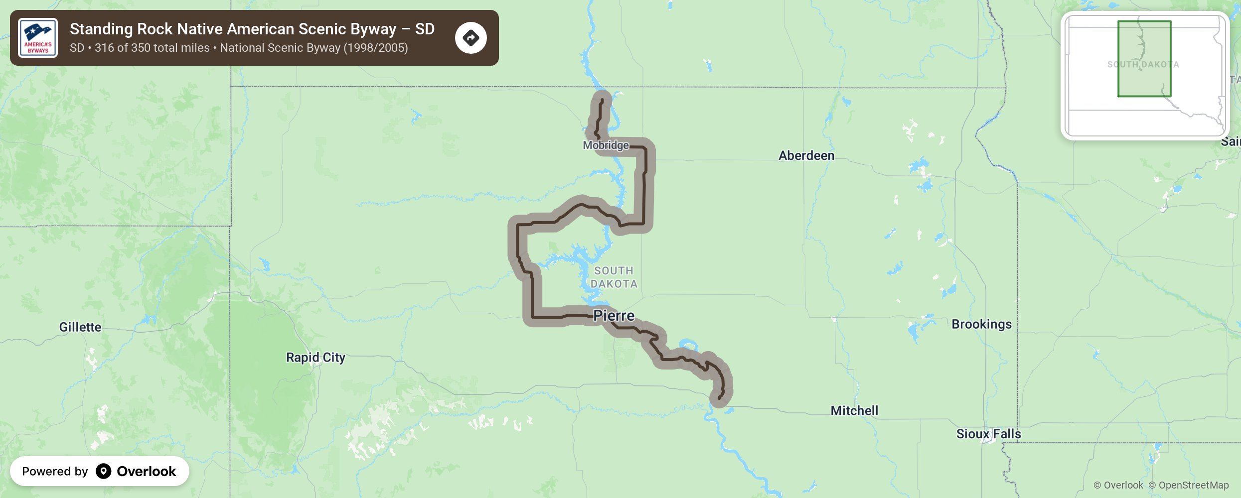 Map of Standing Rock Native American Scenic Byway – SD - scenic route