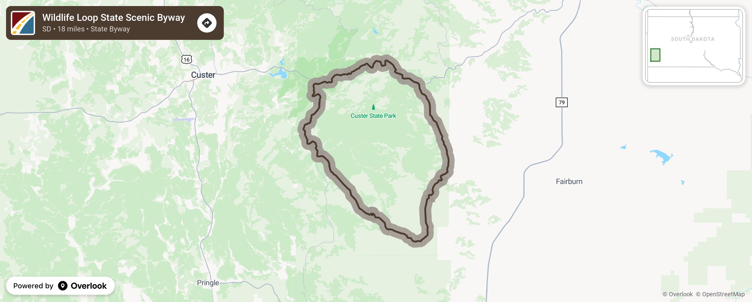 Map of Wildlife Loop State Scenic Byway - scenic route