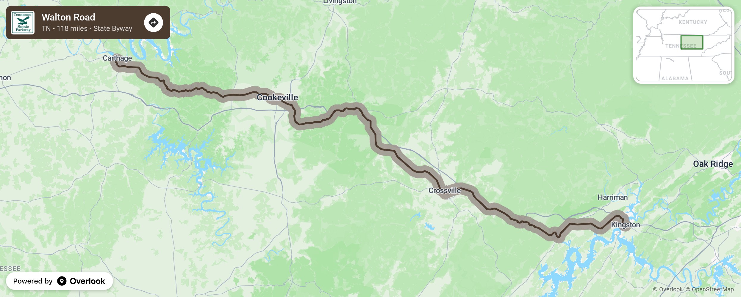 Map of Walton Road - scenic route