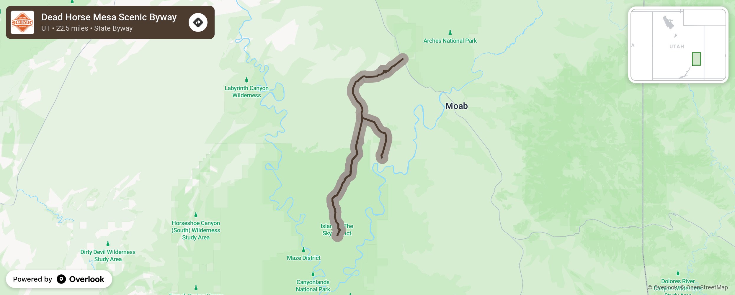 Map of Dead Horse Mesa Scenic Byway - scenic route