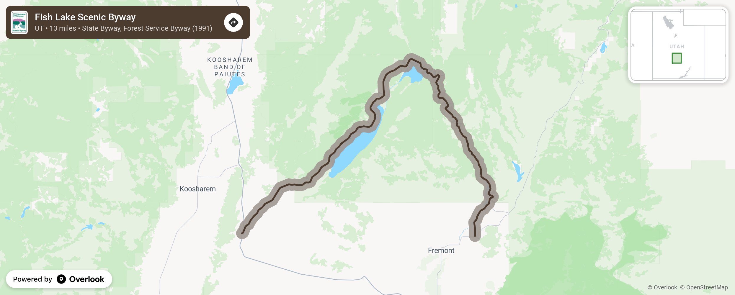 Map of Fish Lake Scenic Byway - scenic route