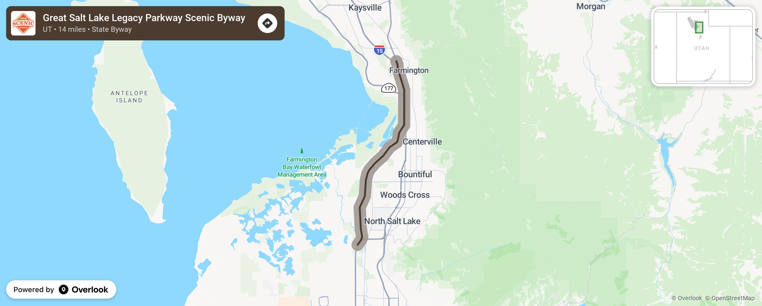 Map of Great Salt Lake Legacy Parkway Scenic Byway - scenic route