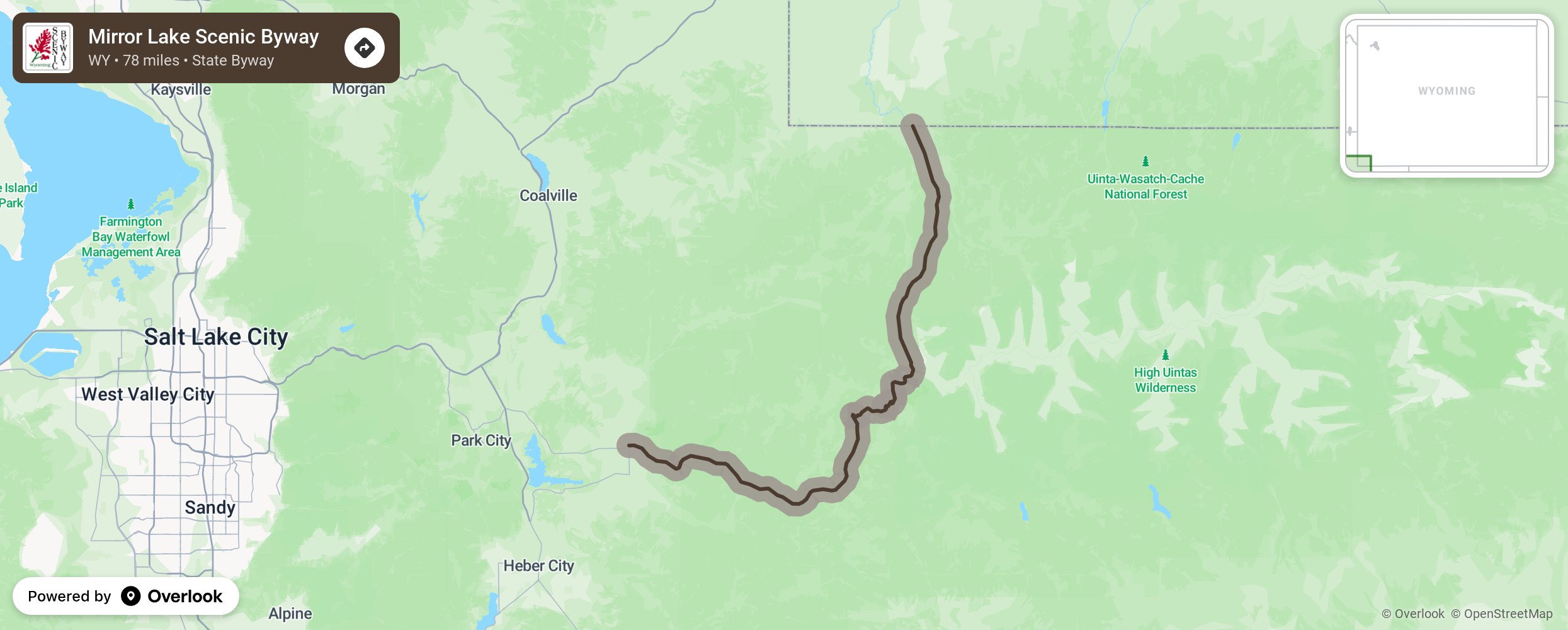 Map of Mirror Lake Scenic Byway - scenic route