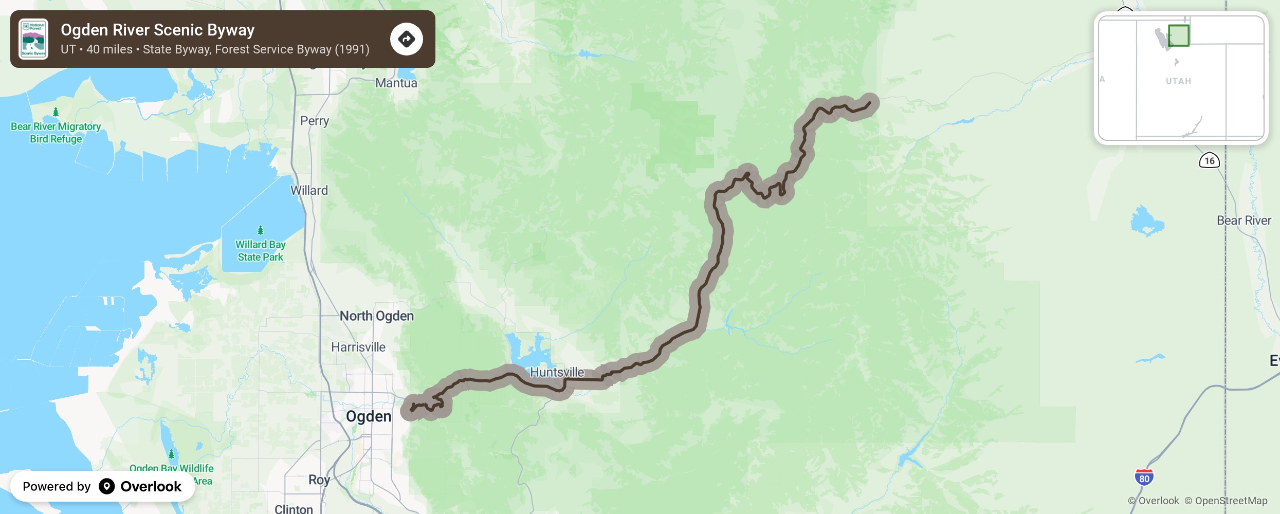 Map of Ogden River Scenic Byway - scenic route