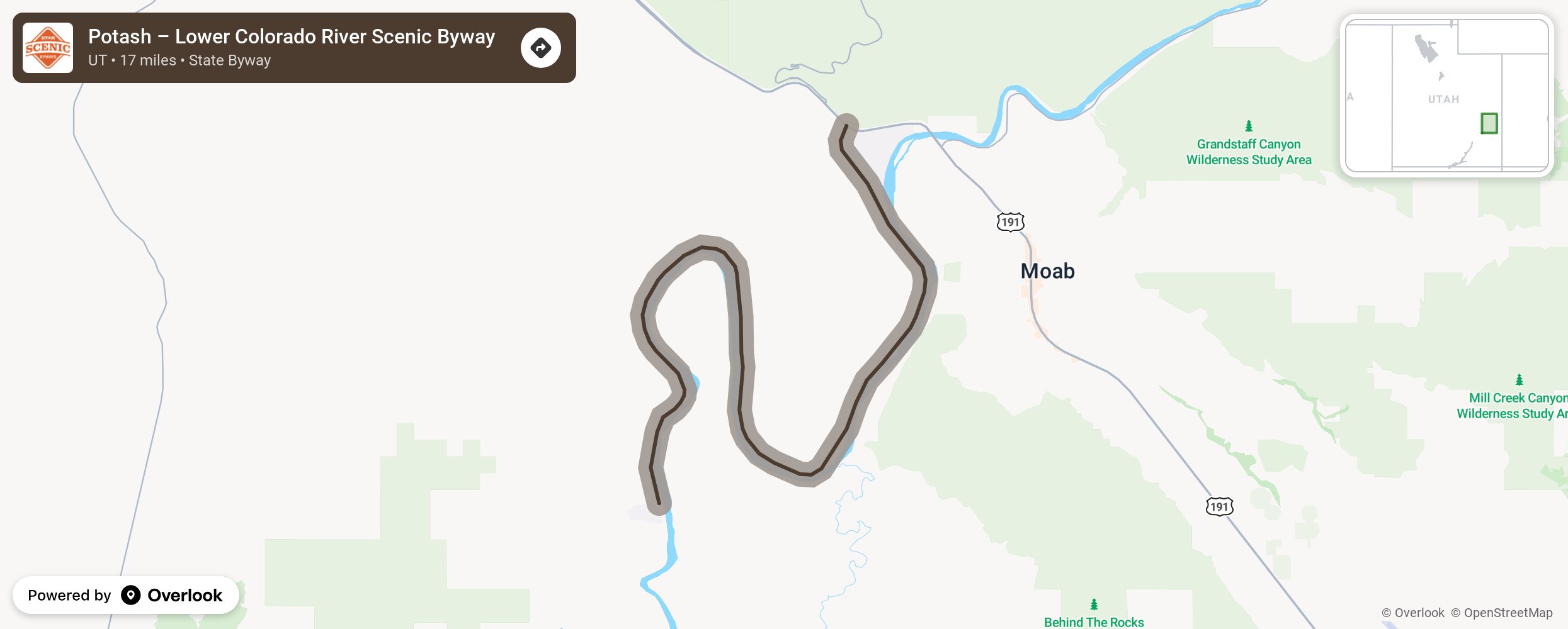 Map of Potash – Lower Colorado River Scenic Byway - scenic route