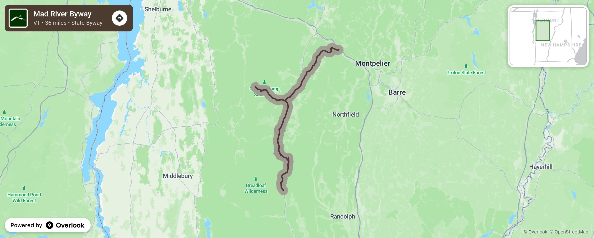 Map of Mad River Byway - scenic route