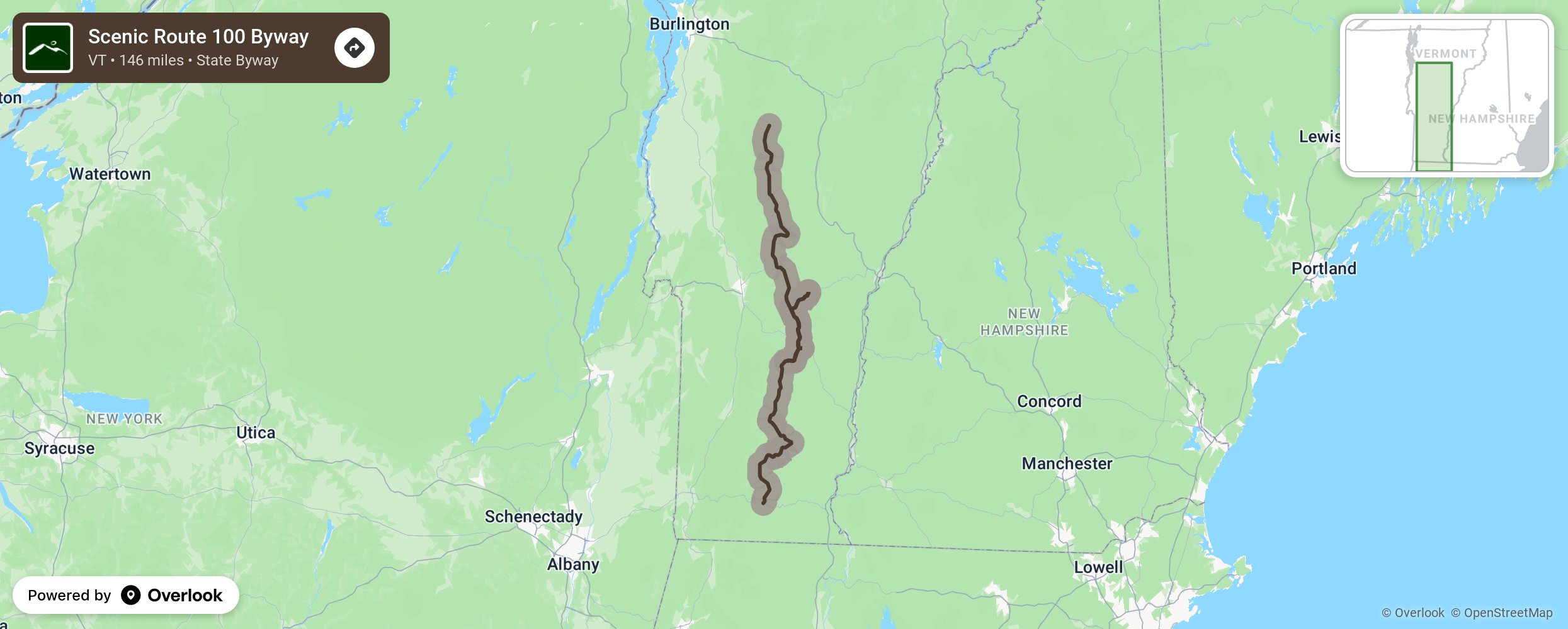 Map of Scenic Route 100 Byway - scenic route