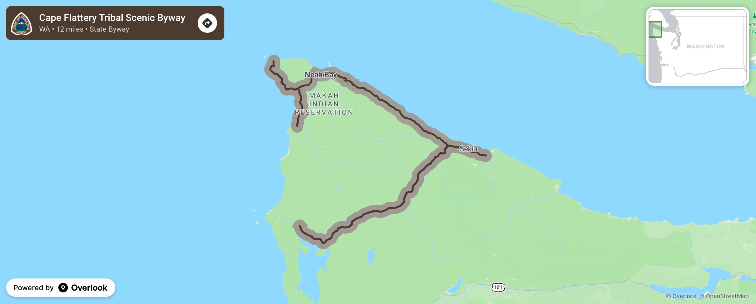 Map of Cape Flattery Tribal Scenic Byway - scenic route