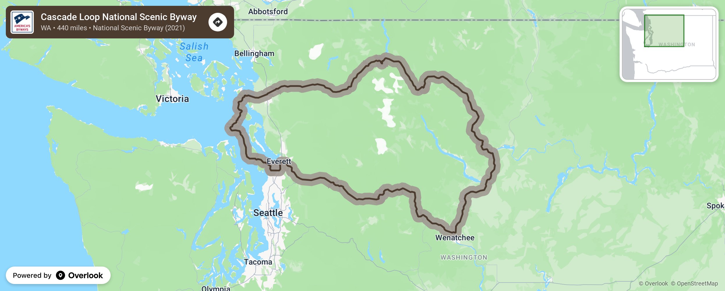 Map of Cascade Loop National Scenic Byway - scenic route