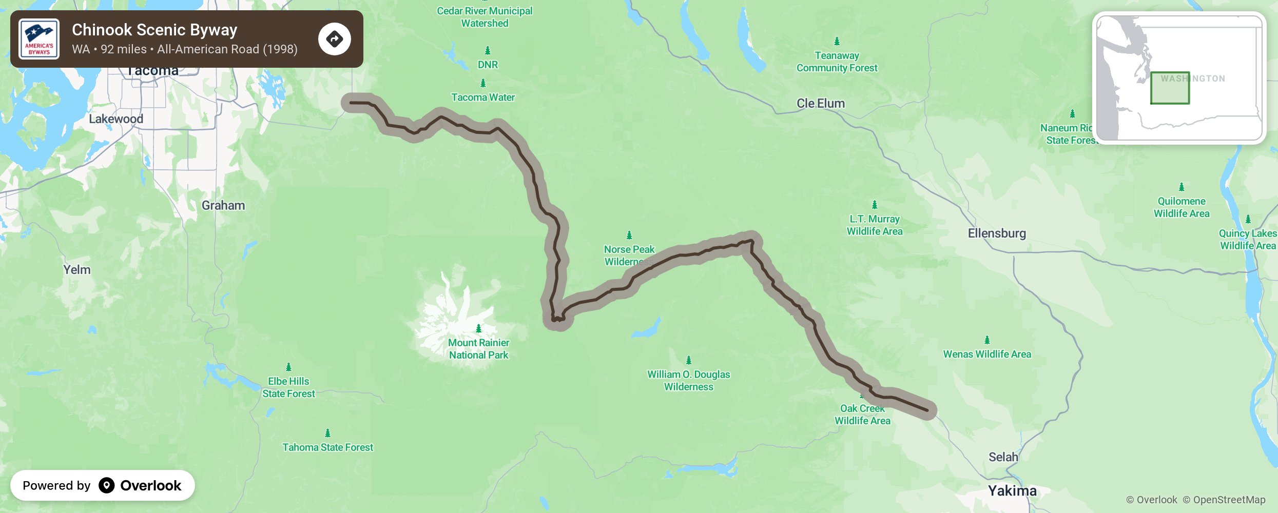 Map of Chinook Scenic Byway - scenic route