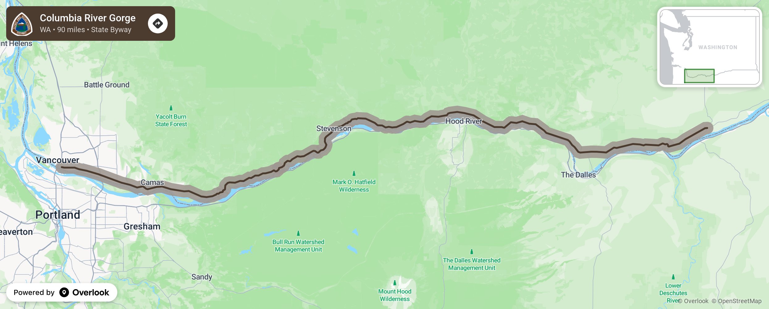 Map of Columbia River Gorge - scenic route