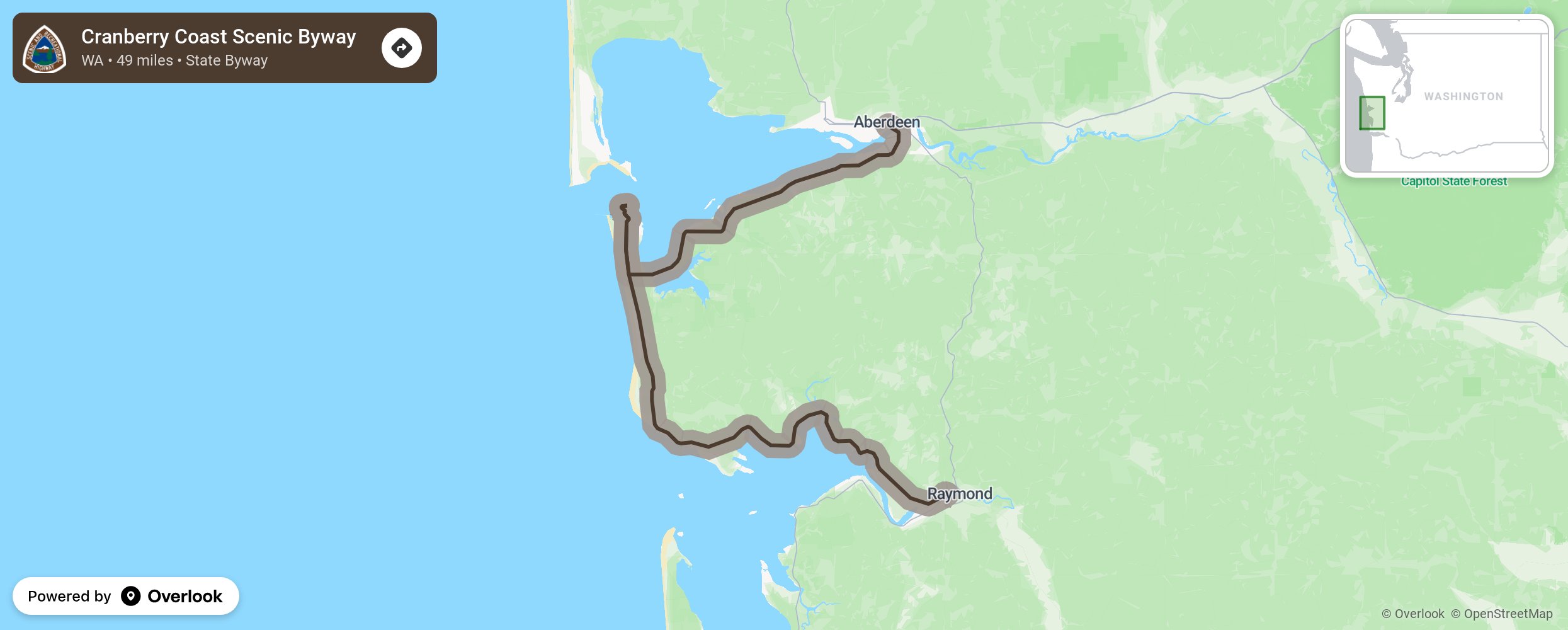 Map of Cranberry Coast Scenic Byway - scenic route