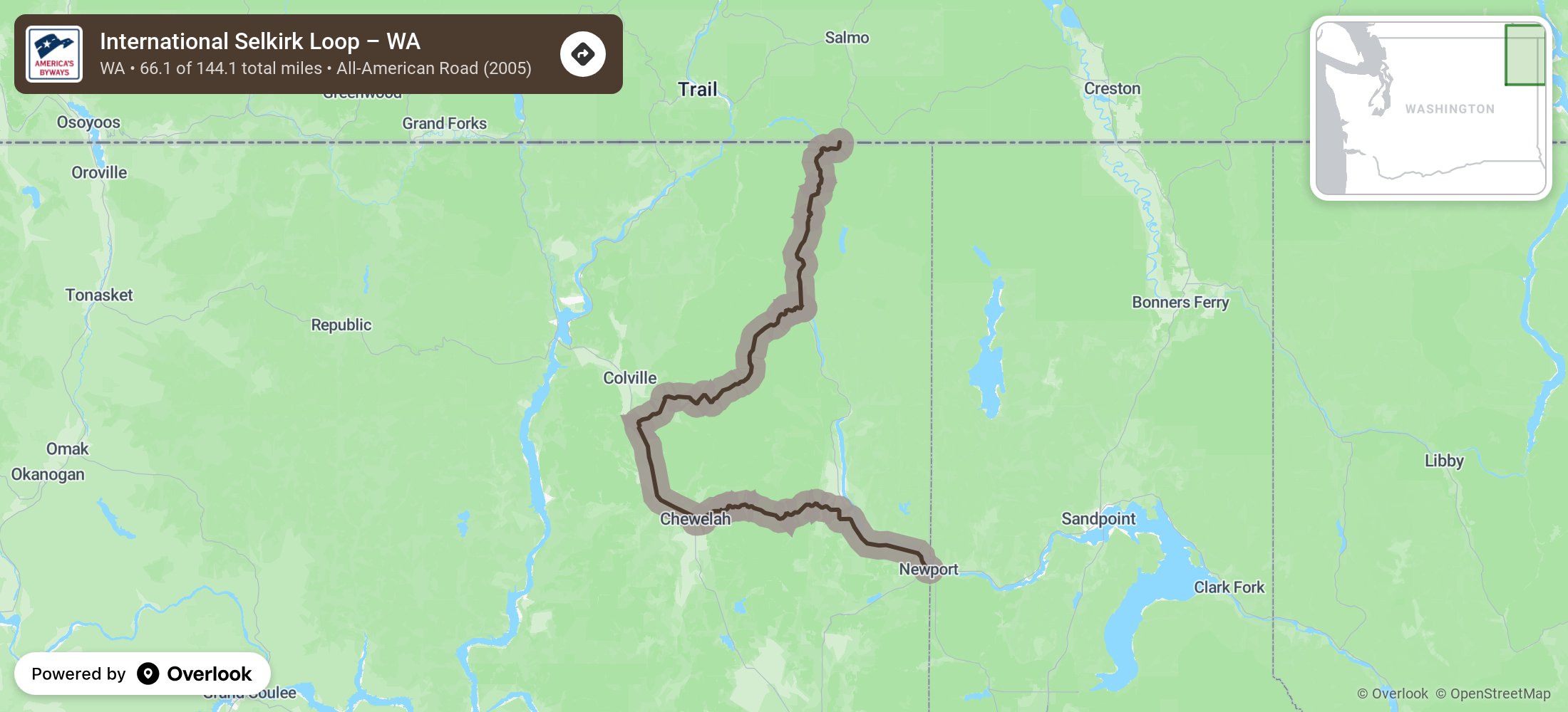 Selkirk Loop Map.pdf International Selkirk Loop – WA - America's Scenic Byways - Overlook Maps